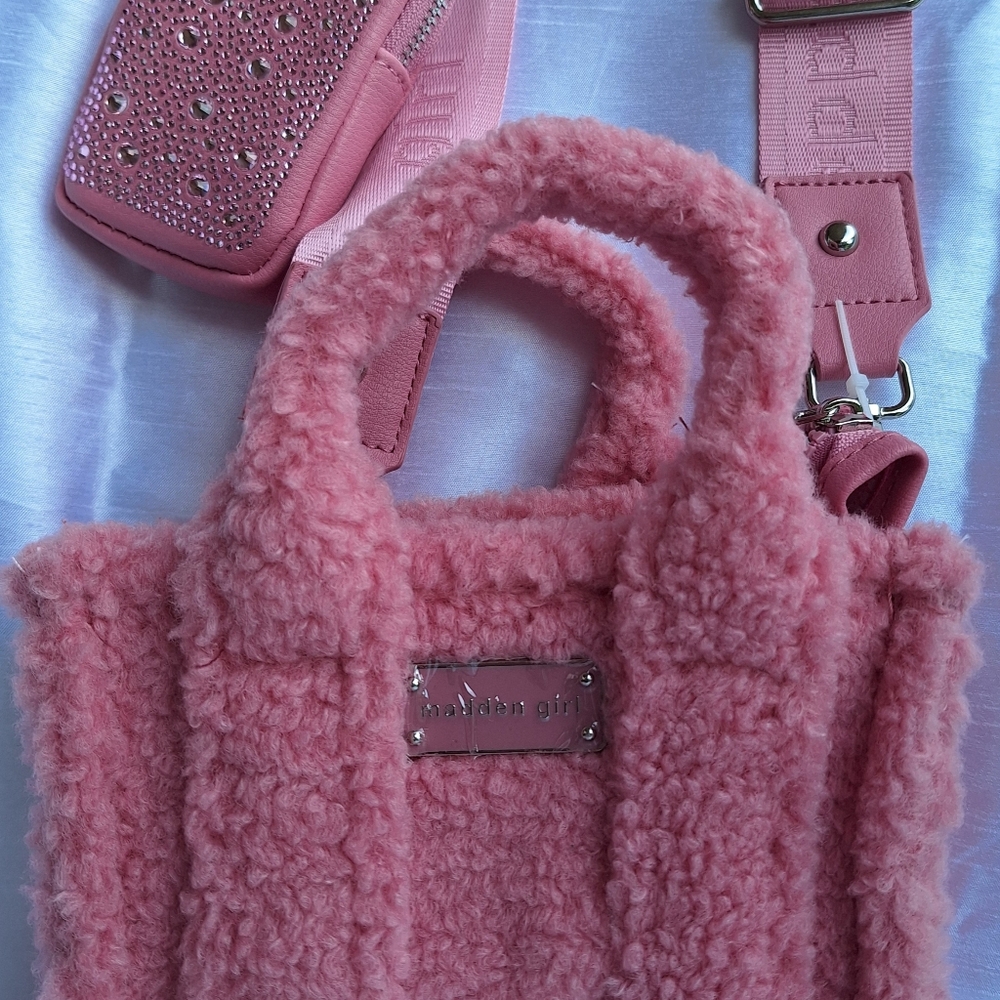 Madden Girl mini tote/Crossbody Bag. Airbud case, 2 top handle. Dusty Rose.